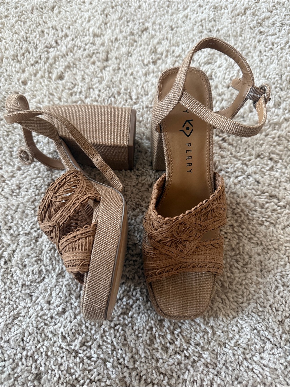 Katy Perry Collections Tan Braided Platform Sandals